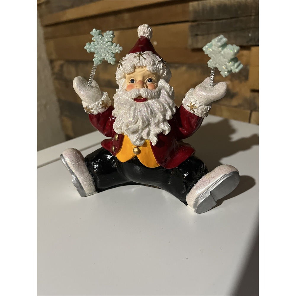 Vintage Christopher Radko Woodland Winds Santa With Springed Snowflakes Glittery
